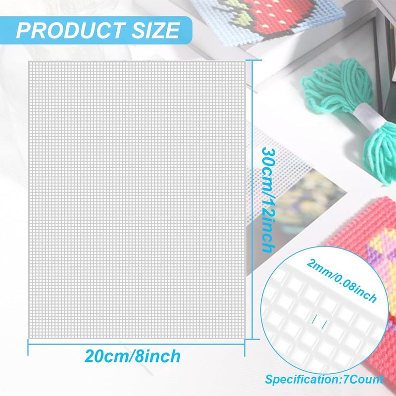 ALISWAT 20 Pieces 7 Count Plastic Mesh Canvas Sheets, 8 x 12 Inch Plastic Canvas Plastic Mesh Sheet, Eye Mesh for Embroidery, Acrylic Yarn Crafting, Knit Crochet Projects and Make Dividers - Image 2